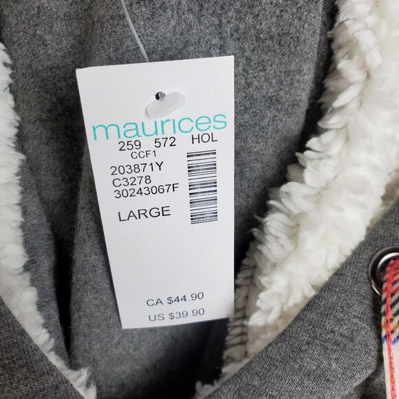 NEW Maurices Womens State Homeward Sweatshirt Sz L Gray Fleece Long NH Hoodie - Picture 3 of 12